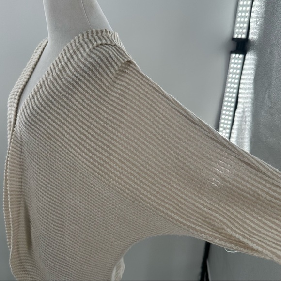 Cotton on open cardigan sweater M cream tan strips old money coastal grandma - Picture 9 of 15